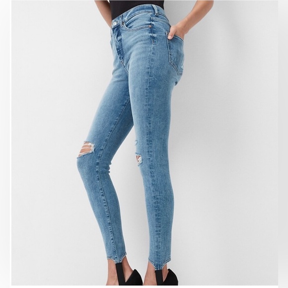 Express Denim - Women's LIGHT GREY Stirrup Skinny Jeans